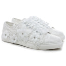 16054 Wedding Shoes Bridal Sneakers Flats Bride Tennis Shoes Flowers Lace Sneakers