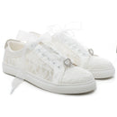 16053 Wedding Shoes Bridal Sneakers Flats Bride Tennis Shoes Flowers Lace Sneakers