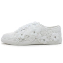 16054 Wedding Shoes Bridal Sneakers Flats Bride Tennis Shoes Flowers Lace Sneakers