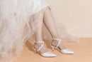Women's Bridal Shoes Closed Toe 2.2'' Stiletto Mid Heel Satin Pumps Wedding Shoes - florybridal