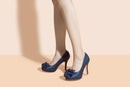 Women's Bridal Shoes Closed Toe 3.9'' Stiletto High Heel Satin Pumps Flower Platform Wedding Shoes - florybridal