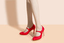 Women's Bridal Shoes Closed Toe 3.3'' Stiletto High Heel Lace Satin Pumps Wedding Shoes - florybridal