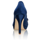 Women's Bridal Shoes Closed Toe 3.9'' Stiletto High Heel Satin Pumps Flower Platform Wedding Shoes - florybridal