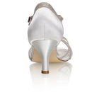 Women's Bridal Shoes Peep Toe 2.6'' Stiletto Mid Heel Lace Satin Pumps Sparkling Sandals Wedding Shoes - florybridal