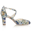 Women's Bridal Shoes Closed Toe 2.95'' Block Mid Heel Satin Pumps Heel Sandals - florybridal