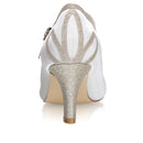 Women's Memory Foam Bridal Shoes Closed Toe 2.7'' Stiletto Mid Heel Satin Pumps Wedding Shoes - florybridal