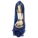 Women's Bridal Shoes Closed Toe 3.9'' Stiletto High Heel Satin Pumps Flower Platform Wedding Shoes - florybridal