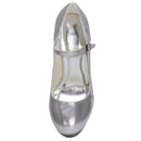 Women's Bridal Shoes Closed Toe 4.7'' Block High Heel Satin Pumps Sparkling Platform Wedding Shoes - florybridal