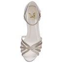 Women's Bridal Shoes Peep Toe 2.6'' Stiletto Mid Heel Lace Satin Pumps Sparkling Sandals Wedding Shoes - florybridal