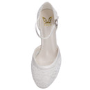Women's Memory Foam Bridal Shoes Closed Toe 1.9'' Block Low Heel Lace Satin Pumps Wedding Shoes - florybridal