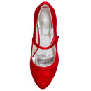 Women's Bridal Shoes Closed Toe 3.3'' Stiletto High Heel Lace Satin Pumps Wedding Shoes - florybridal