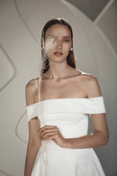 High/Low Wedding Dress Soft Satin Wedding Gowns Elegant Off The Shoulder Bride Dress - florybridal