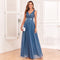 TW00075 Women's V Neck Sleeveless A-Line Bridesmaid Dress Wedding Party Sequin Gown
