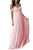 SZ4513 Women's V Neck Short Sleeve Lace A-Line Bridesmaid Dress Wedding Party Gown