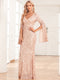 TW00065 Elegant V Neck Sheath Wedding Dress With Lace Appliques Long Sleeves Bridal Dress