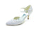 Women's Bridal Shoes Closed Toe 3" Mid Heel Satin Pumps Ruffles Wedding Shoes - florybridal