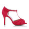 Women's Bridal Shoes 3.5" Peep Toe High Heel T-Strap Ruffles Satin Pumps Wedding Shoes - florybridal