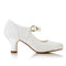 Women's Bridal Shoes Closed Toe 2.4'' Block Mid Heel Satin Pumps Wedding Shoes - florybridal