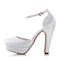 Women's Bridal Shoes Closed Toe 4.7'' Block High Heel Satin Pumps Platform Wedding Shoes - florybridal