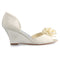 Women's Bridal Shoes Peep Toe 2.95‘’ Wedge Heel Satin Pumps Flower Wedding Shoes - florybridal