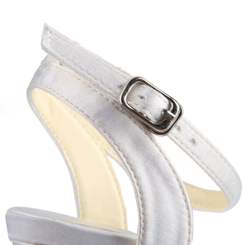 Women's Bridal Shoes Open Toe 3.1" Mid Heel Satin Sandals Wedding Shoes - florybridal