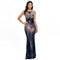 TW00030 Women's V Neck Sleeveless Lace Mermaid Bridesmaid Dress Wedding Party Sequin Gown