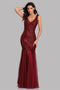90813 Women's V Neck Sleeveless Lace Mermaid Bridesmaid Dress Wedding Party Sequin Gown