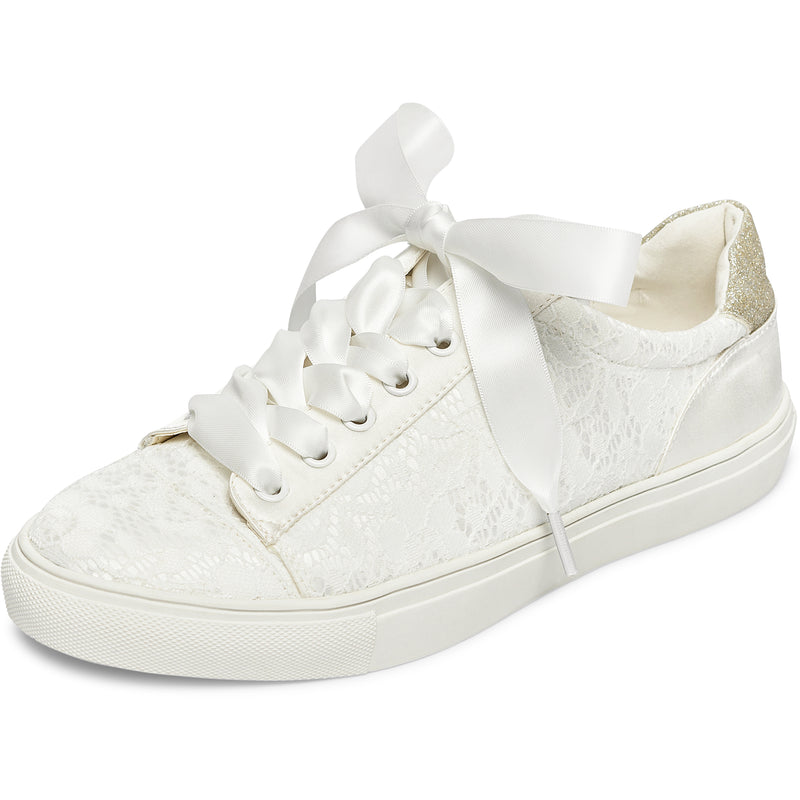 8834 Wedding Shoes Bridal Sneakers Flats Bride Tennis Shoes Lace Sneakers