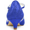 Vrouwen bruids schoenen 1.6 '' gesloten teen T-riem lage hak Lace satijnen pumps imitatie trouwschoenen