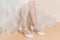 Women's Bridal Shoes Closed Toe 2.6'' Cone Mid Heel Lace Satin Pumps Wedding Shoes - florybridal