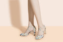 Women's Bridal Shoes Closed Toe 2.95'' Block Mid Heel Satin Pumps Heel Sandals - florybridal