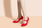 Women's Bridal Shoes Closed Toe 3.3'' Stiletto High Heel Lace Satin Pumps Wedding Shoes - florybridal