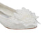 Women's Bridal Shoes Closed Toe 0.6'' Block Low Heel Lace Satin Pumps Flower Wedding Shoes - florybridal