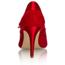 Women's Bridal Shoes Closed Toe 3.3'' Stiletto High Heel Lace Satin Pumps Wedding Shoes - florybridal
