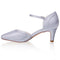 Women's Memory Foam Bridal Shoes Closed Toe 2.4'' Cone Mid Heel Satin Pumps Wedding Shoes - florybridal