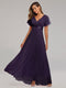 90812 Women's V Neck Short Sleeve Lace A-Line Bridesmaid Dress Wedding Party Gown