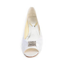 Women's Bridal Shoes Peep Toe Satin Flats Ruffles Wedding Shoes - florybridal