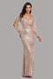 90814 Vestido de boda de la sirena de encaje de las mujeres vestido de novia de manga larga vestido de novia vestido de lentejuelas de noche