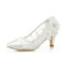 Women's Bridal Shoes Cap-Toe 2.36'' Stiletto Heel Lace Satin Pumps Satin Flower Net Yarn Wedding Shoes - florybridal