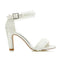 Women's Bridal Shoes Open Toe Block Heel Lace Satin Pumps Satin Flower Sandals Wedding Shoes - florybridal