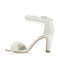 Women's Bridal Shoes 3.34'' Open Toe Block Heel Lace Satin Pumps Satin Flower Sandals Wedding Shoes - florybridal