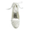 Women's Bridal Shoes 2.7'' Closed Toe Chunky Heel Lace Satin Pumps Satin Flower Ribbon Tie Wedding - florybridal