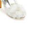 Women's Bridal Shoes 3.9" Closed Toe Stiletto Heel Lace Satin Platform Pumps Satin Flower Ribbon Tie Wedding Shoes - florybridal