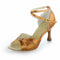 Women's Satin Sandals 2.7'' Flared Heel Latin Salsa Performance Dance Shoes - florybridal