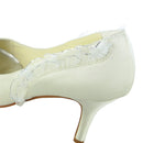 Lace Satin 3.14'' Mid Heel Closed Toe Prom Party Wedding Shoes Wommen Pumps - florybridal