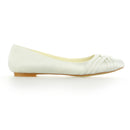 Women's Bridal Shoes Closed Toe Satin Flats Ruffles Wedding Shoes - florybridal