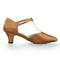 Women's Satin Sandals T-Strap 1.9" Block Heel Latin Salsa Performance Dance Shoes - florybridal