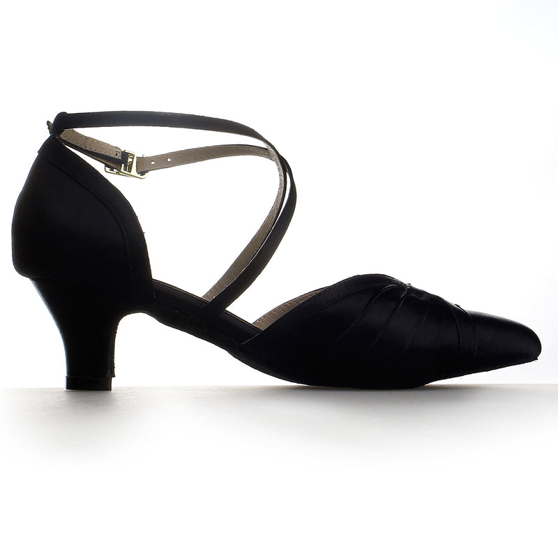 Women's Satin Sandals 1.9" Block Heel Latin Salsa Performance Dance Shoes - florybridal