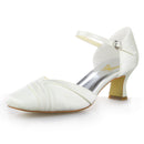 Women's Bridal Shoes 2.1'' Square Toe Spool Heel Satin Pumps Wedding Shoes - florybridal