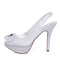 Women's Bridal Shoes Peep Toe 4.7'' High Heels Satin Platform Pumps Rhinestone Wedding Shoes - florybridal